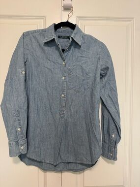 Ralph Lauren Light Blue Denim-Style Button Pullover Shirt
